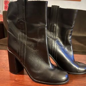 Kate Spade black leather heeled ankle boots